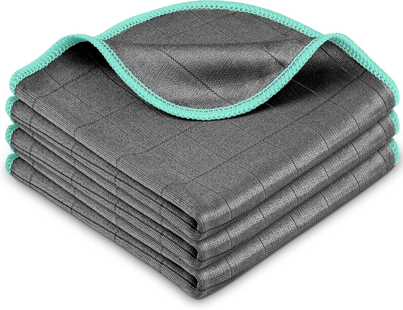 Airlab Microfiber Cleaning Cloth for Glass Cleaner Window Polishing Car Auto Detailing Lint Free Drying Dishes Kitchen Bathroom Magic Cleaning Cloths, Pack of 3, 12" x 12", Grey-Green - Image 1